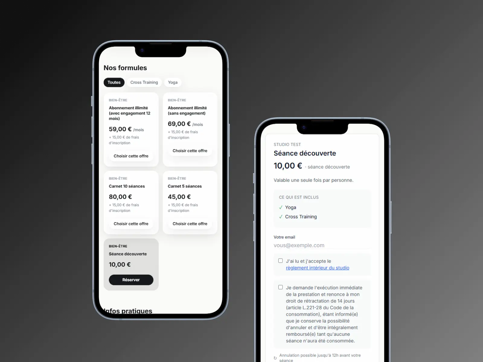 Mockup responsive mobile détails fonctionnalités studiup
